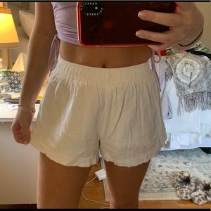 Princess Polly White Linen Shorts